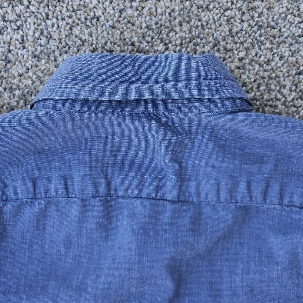 J. Crew Jeans Slim Flex Washed Muted Blue Long Sleeve Button Down Shirt Men's M